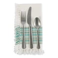 thumbnail image 5 of DII 6-piece Modern Cotton Fringed Stripe Tabletoppers in Teal and White, 5 of 6