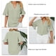 thumbnail image 5 of Camiseta con cuello en V para mujer, mangas con volantes, ajuste holgado, color puro, informal, Top de verano para uso diario, verde guisante XXL, 5 of 6