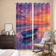 thumbnail image 3 of Kitchen Curtains 84 Inch Length 2 Panels, Summer Beach Grommets Window Treatment Curtain, Boat Gradient Orange Sunset Natural Scenery Thermal Curtains Drapes for Living Room/Bathroom, 3 of 9