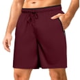 thumbnail image 2 of Besolor Running Shorts for Men Wide Leg High Waist Elastic Drawstring Casual Loose Summer Outdoor Workout Shorts with Zipper Pocket(X-Large,Wine), 2 of 6
