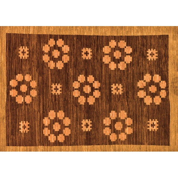 Ahgly Company Indoor Rectangle Abstract Orange Modern Area Rugs, 7' x 10'