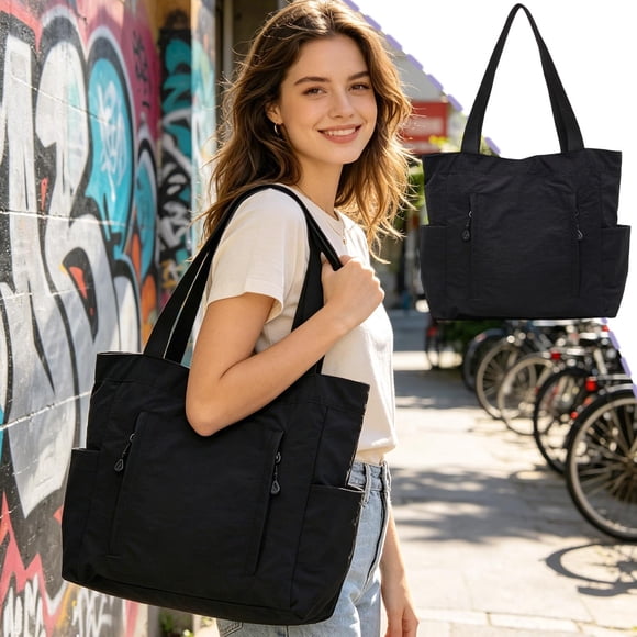 Qiopertar Large Capacity Lightweight Shoulder Tote Bag with Multiple Pockets, Casual Handbag for Women Work School Travel Daily Use