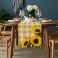 thumbnail image 2 of Spring Sunflowers Table Runner - 70 Inch Long, Kitchen Dining Table Runner Dresser Scarves, Yellow White Plaid Farmhouse Rustic Farmhouse Decor for Coffee Tables Wedding Party Banquet, 2 of 8
