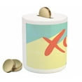 thumbnail image 2 of Xo Piggy Bank, Pop Art Style Retro Hugs and Kisses on Vibrant Illustration, Ceramic Coin Bank Money Box for Cash Saving, 3.6" X 3.2", Dark Coral Turquoise, by Ambesonne, 2 of 4