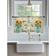 thumbnail image 3 of Sheer Curtains 2 Panels Set, You Are My Sunshine Sunflower Bee Vase Vintage Old Newspaper Window Sheer Curtains for Living Room/Bedroom, Light Filtering Rod Pocket Voile Drapes, 52" W x 45" L, 3 of 7