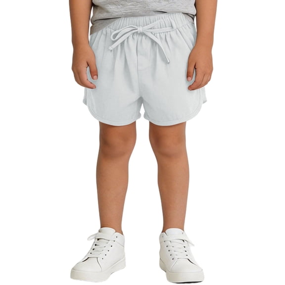 Jalioing Cotton Shorts Toddler Kids Summer Plain Elastic Waist Drawstring Shorts Little Boys Girls Loose Lounge Shorts