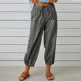 thumbnail image 1 of Pantalones holgados de cintura alta con botones y tobillos de algodón y pantalones de pierna ancha para mujer de estilo europeo y americano., 1 of 5