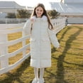 thumbnail image 3 of Efsteb Girls Winter Coats Long Sleeve Hooded Puffer Jackets Parka Casual Warm Long Windbreaker Coats Kids Fashion Outerwear (White,7-8 Years), 3 of 7