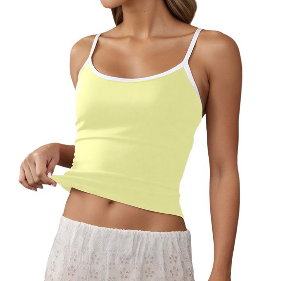 Xijirk Tank Tops Slim Fit Camisole Sleeveless Tank Top for Layering Outerwear Stretchy Comfortable Basic Casual Wear Camisole Tops for Women,Yellow,S