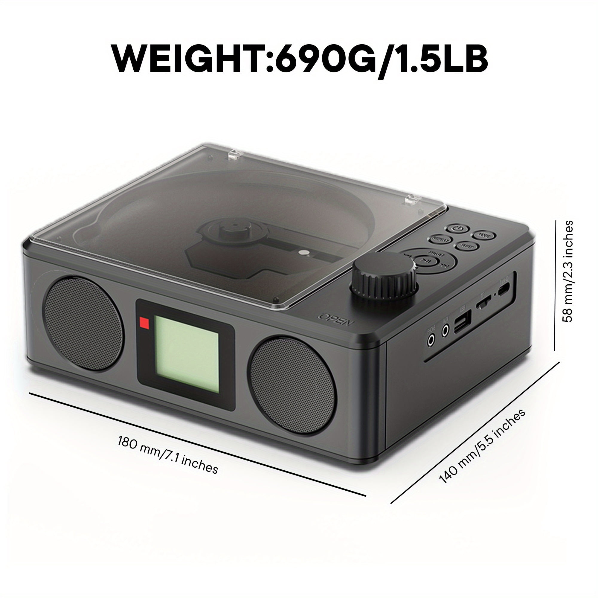 CD Player with Speakers And Remote: Rechargeable BT Desktop CD Radio with Sleep Timer,  Portable CD Players for Home Outdoor, USB/TF/LCD Display/Earphone Jack, Music Lover/Gift