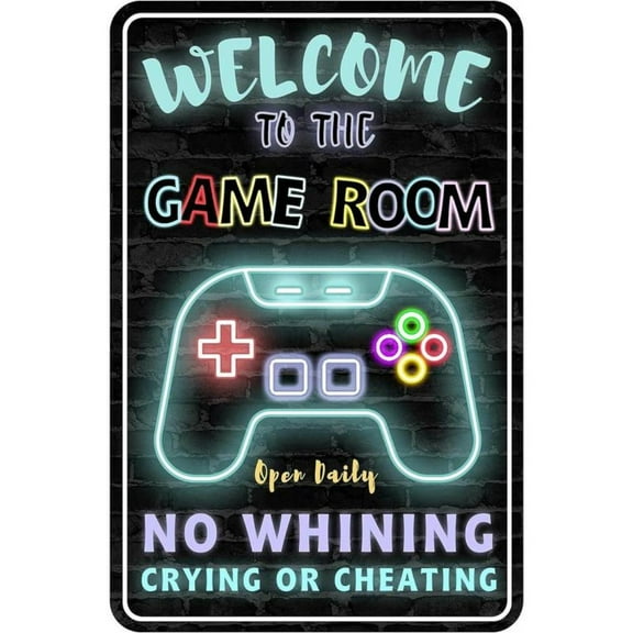 HELLOYOUNG Gaming Room Metal Sign Gamer Wall Decor For Boys Game Room Bedroom Gamers Aluminum Rust 12" X 8"
