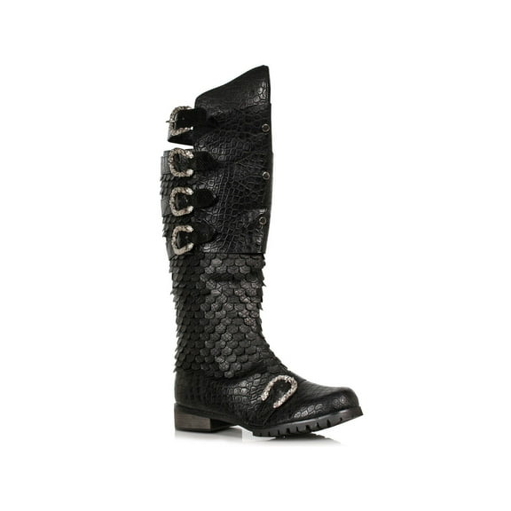 Mens Black Scaled Dragon Buckle Boots