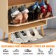 thumbnail image 3 of Zapatero estrecho de madera para entrada - 3 cajones abatibles de ratán - Diseño antivuelco - Organizador oculto para 18-20 pares de zapatos - Ideal para vestíbulo, recibidor o pasillo - Color madera, 3 of 8