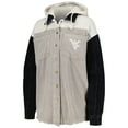 thumbnail image 2 of Women's Gameday Couture Gray West Virginia Mountaineers Vintage Wash Corduroy Full-Snap Hooded Shacket, 2 of 4