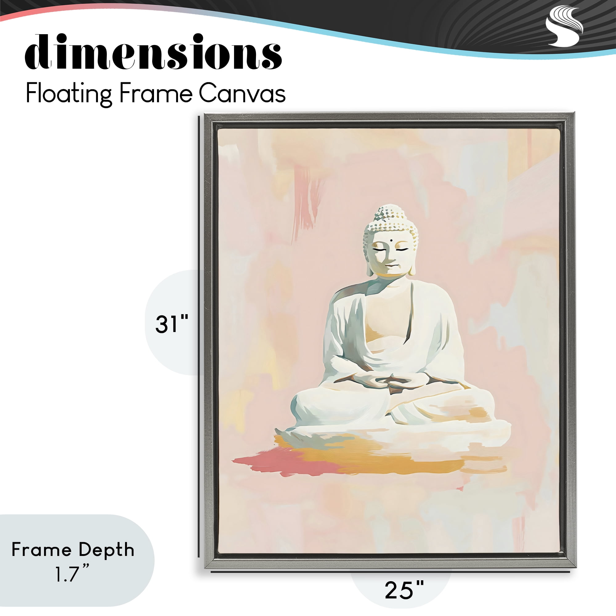 Stupell Industries Pastel Buddha In Quiet Meditation Gray Framed Floater Canvas Wall Art, design by The Prints Vibe