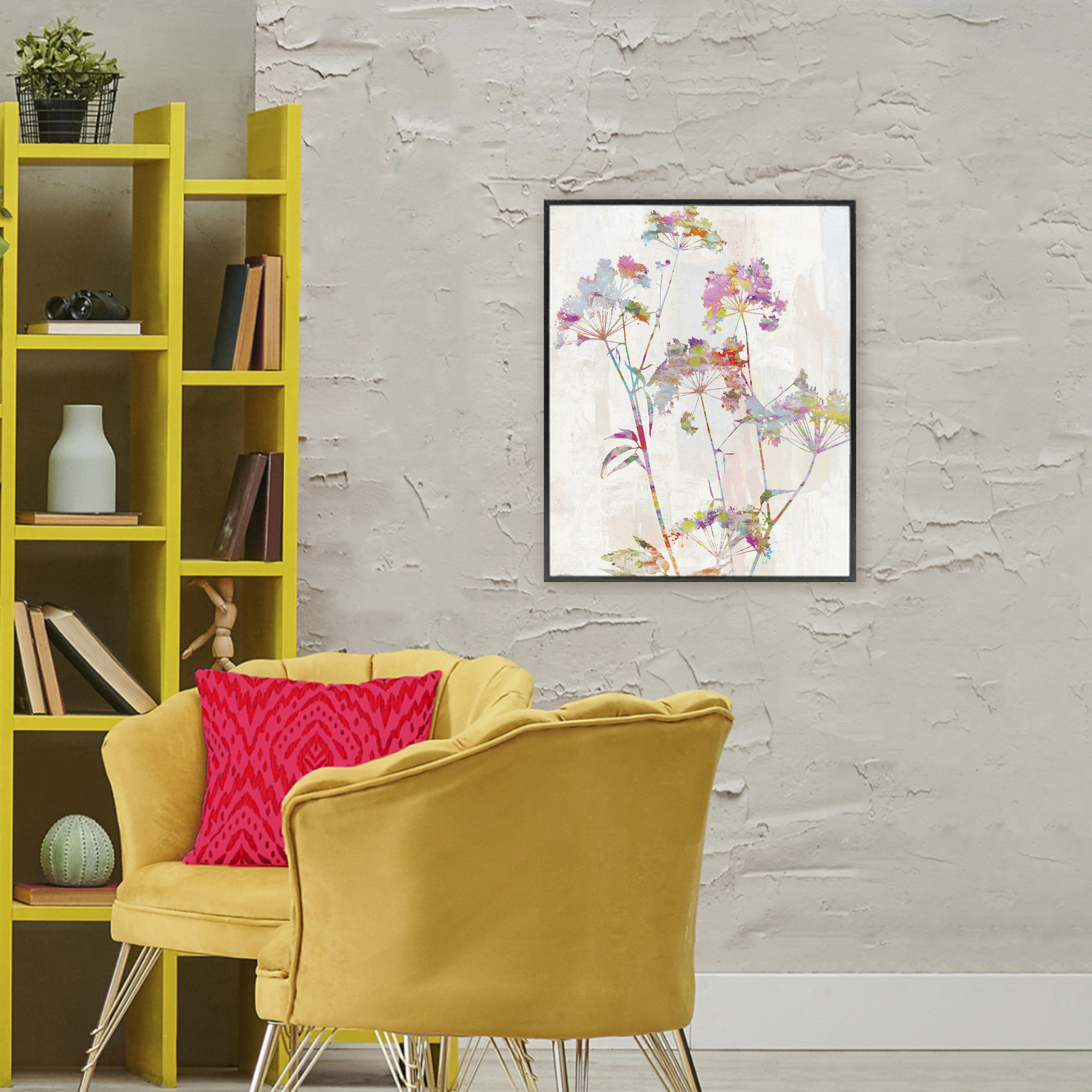 Kaleidoscopic Delicate Herbs Black Framed Giclee Art, design by Amber Sterling