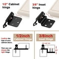 thumbnail image 5 of knobelite 2 Units (1 Pair) 3/8 inch Inset Matte Black Cabinet Hinges, Self Closing Hinges for Kitchen Cabinets/Cupboard/ Furniture Doors, Kitchen Cabinet Door Inset Hinges Black with Screws, 5 of 7