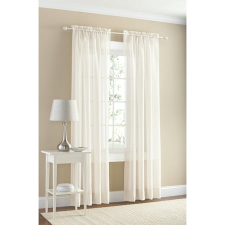 Mainstays Marjorie Solid Voile Curtain Panel Pair, Set of