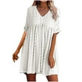 thumbnail image 2 of Dwaogom Women's Summer Casual Ruffle Short Sleeve Loose Printing T-Shirt Dresses Halter Dresses For Women Women Dresses For Special Occasions Mens Dress Pants, 2 of 5