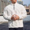 thumbnail image 4 of GuangCheng Mens Sweatshirts Quilted Fleece Pullover Half Zip Sherpa Lining Textured Thermal Warm Comfort Casual Tshirts,Beige,L, 4 of 4