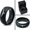 thumbnail image 4 of Tungsten Hawk Flying Eagle Bird Nest Band Ring 8mm Men Women Comfort Fit Black Dome Polished, 4 of 4