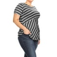 thumbnail image 2 of Women's Plus Size Round Scoop Neck Striped Tunic Top T-Shirt Short Sleeve, 2 of 4