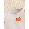 thumbnail image 5 of FEORJGP Toddler Baby Girl Halloween Outfits Infant Long Sleeve T-Shirts Pumpkin Print Crew Neck Tops + Solid Trousers Suspender Pants Set Kids Little ute Casual Clothes Spring Fall for Daily, 5 of 8