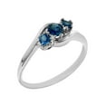 thumbnail image 1 of LBG British Made 18k White Gold Natural Sapphire Womens Trilogy Ring - 33 size options - Size 5.75, 1 of 1