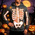 thumbnail image 2 of Afdoent Hoodies for Men Halloween Skeleton Print Hooded Sweatshirt Long Sleeve Pullover Casual Streetwear, 2 of 4