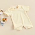 thumbnail image 4 of Newborn Baby Cotton Knitted Ribbed Jumpsuit Short Sleeve  Neck Solid Romper Casual, 4 of 6