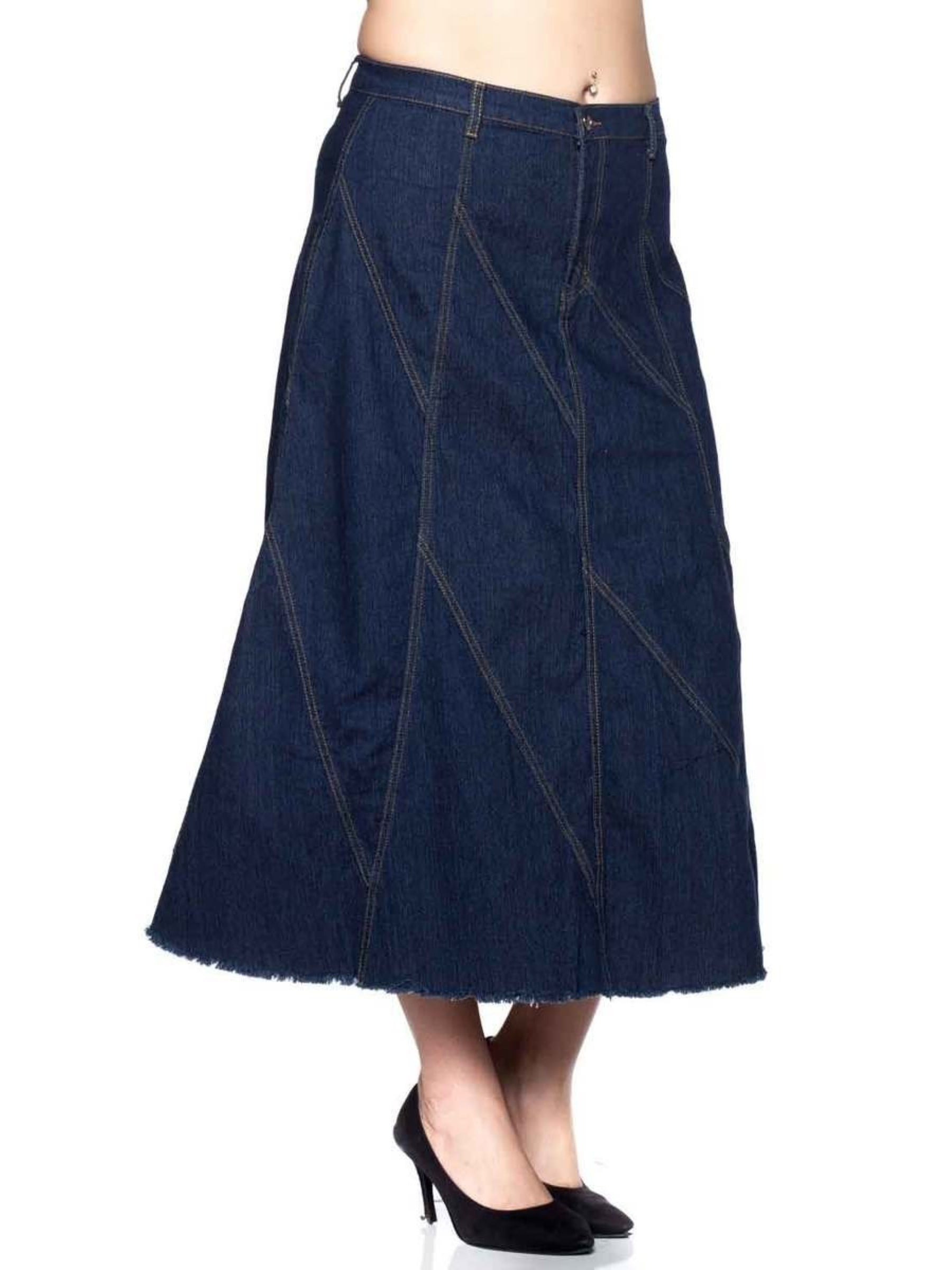 walmart long denim skirts