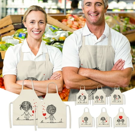 

Tanwpn 1pc Parent Adult The Family Kitchen Valentine s Day Print Linen Family Aprons