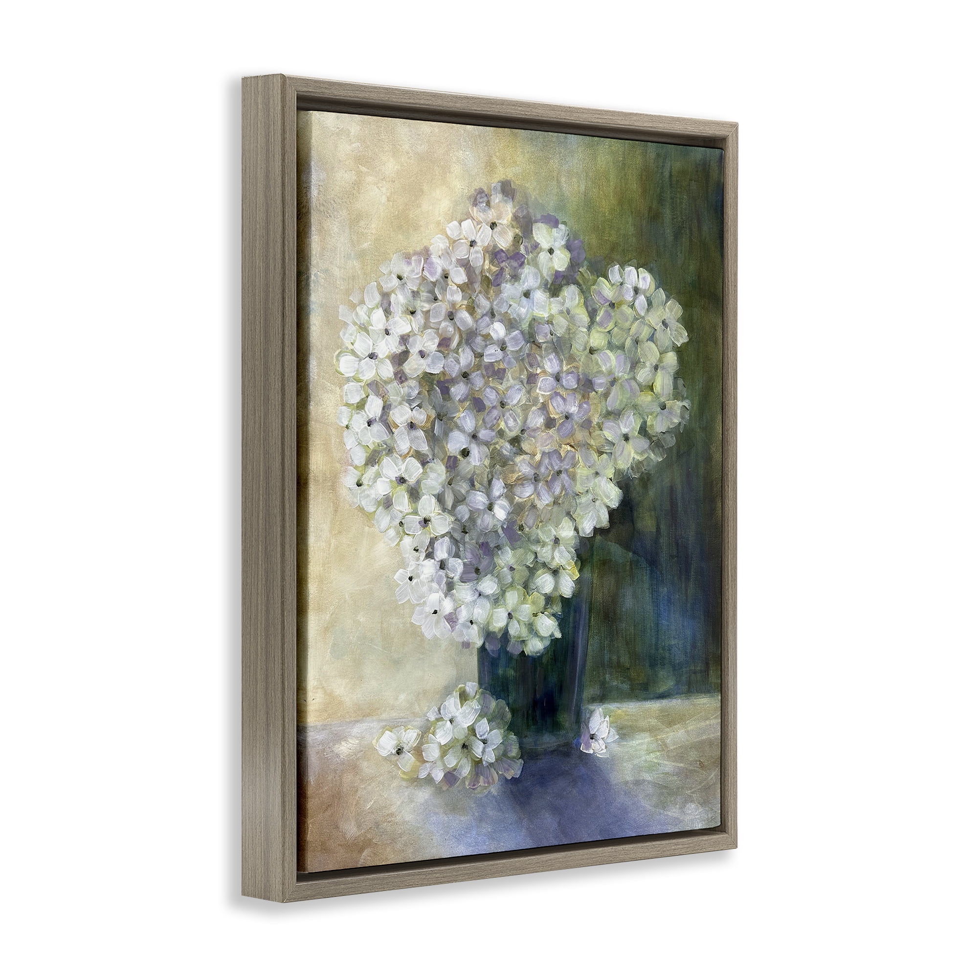 Stupell Industries Romantic Hydrangea Blooms Botanical & Floral Painting Brown Floater Framed Art Print Wall Art, 25 x 31