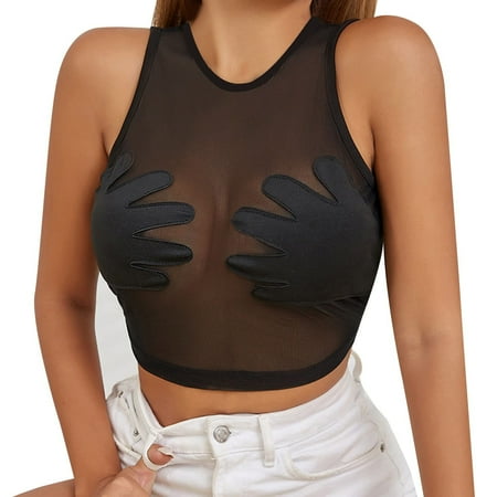 

Gaiseeis Women Off Shoulder Bodysuit Sexy Sheer Mesh Leopard Print Nightclub Bodysuit Ads Black M