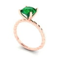 thumbnail image 2 of 2 ctw Solitaire Anniversary Ring for Women | Round Cut Simulated Emerald | Hyperallergenic Solid 14K Rose Gold, 2 of 5