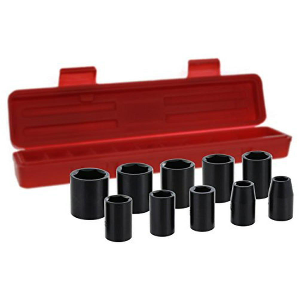 1/2" Drive Shallow Metric Impact Socket Set 10Piece 6Point CRV