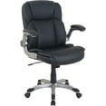 thumbnail image 6 of Lorell Soho Flip Armrest Mid-back Leather Chair Black Bonded Leather Seat - Black Bonded Leather Back - 5-star Base - 28.1" Length x 25.6" Width - 42.5" Height - 1 Each, 6 of 7