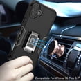 thumbnail image 3 of For iPhone 16 Plus 6.7 inch OPTIMUM Magnetic Ring Stand Hybrid Case Cover - Black, 3 of 3