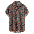 thumbnail image 2 of Mens Casual Short Sleeve Shirts Slim Fit Paisley T Shirts Floral Print Shirt, 2 of 12