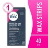 Veet Hair Removal Waxing Kit Strips with Shea Butter, Body Hair Remover for Women, 40 Count