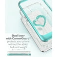 thumbnail image 2 of Vena vLove Glitter Clear Case Compatible with Apple iPhone 11 (6.1"-inch 2019), Heart Shape (CornerGuard Protection) Dual Layer Slim Hybrid Clear Bumper Case Cover - Teal, 2 of 9