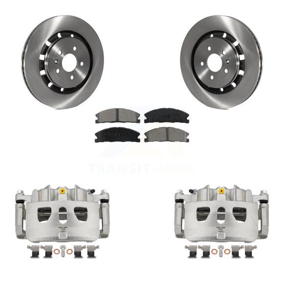 Transit Auto Front Disc Brake Caliper Rotors and Semi-Metallic Pads Kit for Car Ford Explorer Flex Taurus Police Interceptor Utility Sedan Lincoln MKS Special Service KC8-100119S