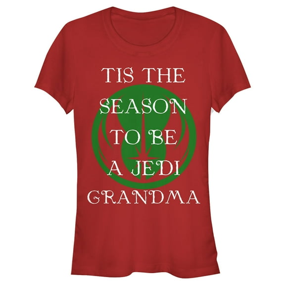 Junior's Star Wars Christmas Tis the Season Grandma Graphic Tee Red Small