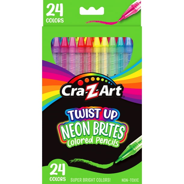 CraZArt Neon Twist up Colored Pencils, 24 Count, Beginner, Child to