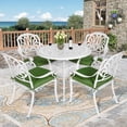 thumbnail image 7 of MEETWARM 35.4 inches Round Patio Dinning Table, Outdoor Cast Aluminum Dinning Table with 2" Umbrella Hole, White, 7 of 7
