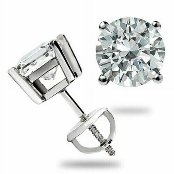 2Ct Round Cut Lab Created Diamond Solitaire Stud Earrings 14K White Gold Plated