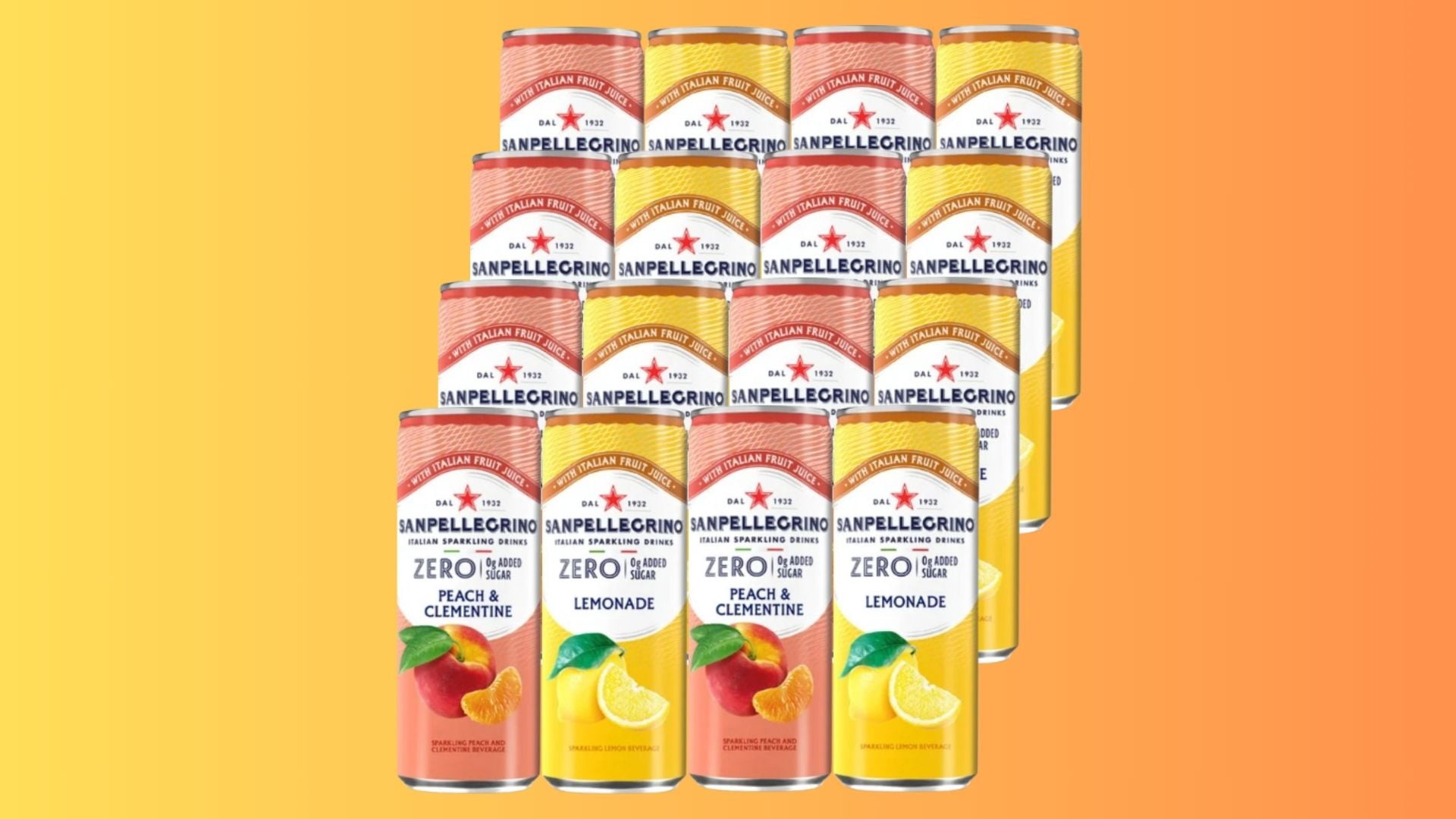 Sanpellegrino Italian Sparkling Drink Zero Sugar Variety Pack Peach & Clementine and Lemonade Variety Pack, 11.15 fl oz Cans, 12 Pack