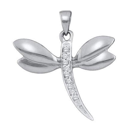 10K White Gold 0.03ctw Elegant Pave Diamond Fashion Ladies Butterfly Pendant