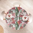 thumbnail image 4 of Ambesonne Floral Fitted Round Tablecloth, Exotic Lily of the Incas Art, 40"- 44" Diameter, Fern Green Coral Orange, 4 of 5