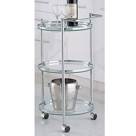 - Neu Home Round Bar and Serving Cart, Chrome